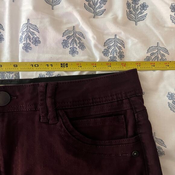 Democracy AB Technology Skinny Jeans Mid Rise Zip Fly Women Burgundy Size 12 - Picture 7 of 9